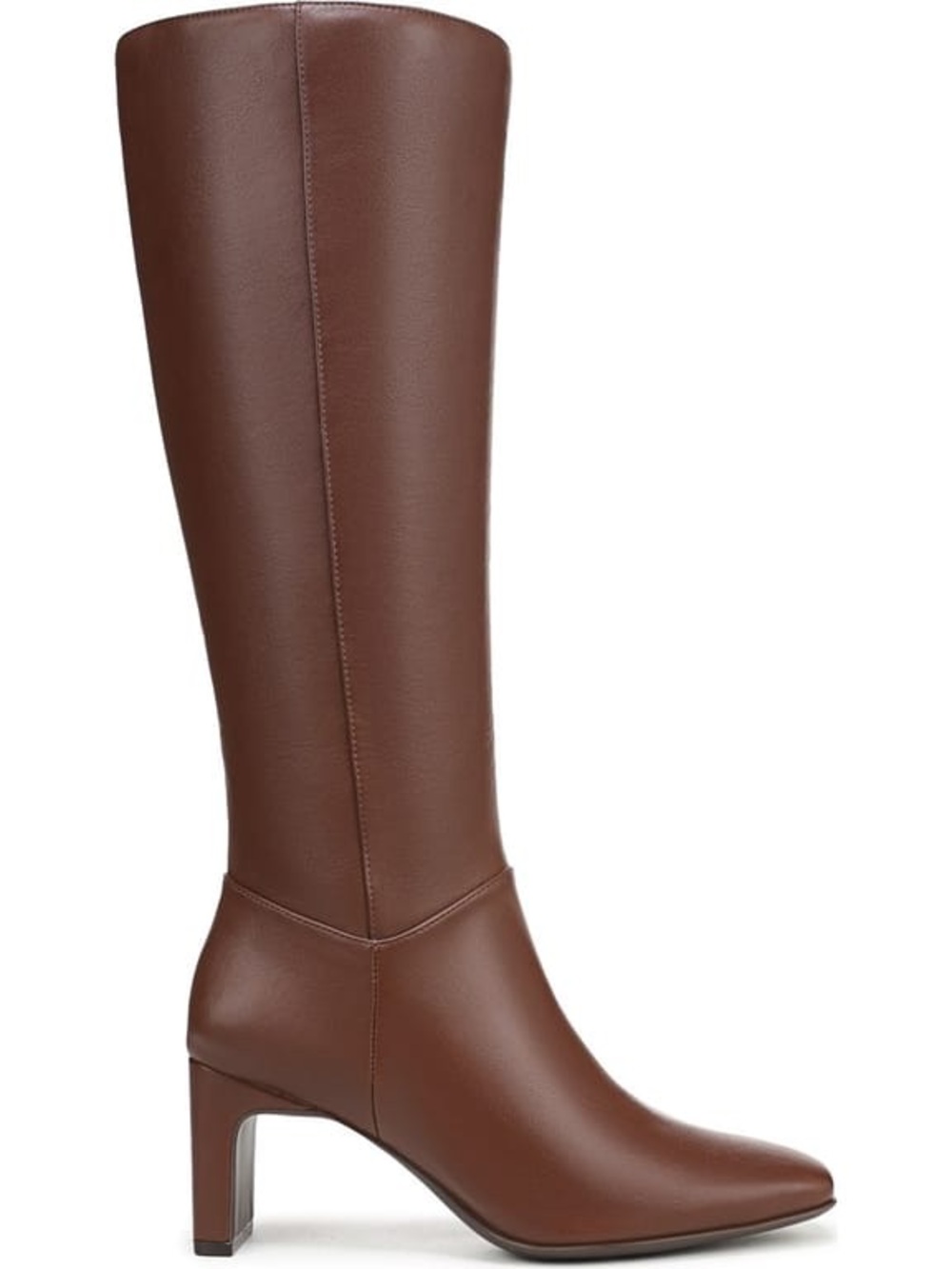 Naturalizer Nona Knee High Block Heel Faux Leather Boot In Cappuccino New $185